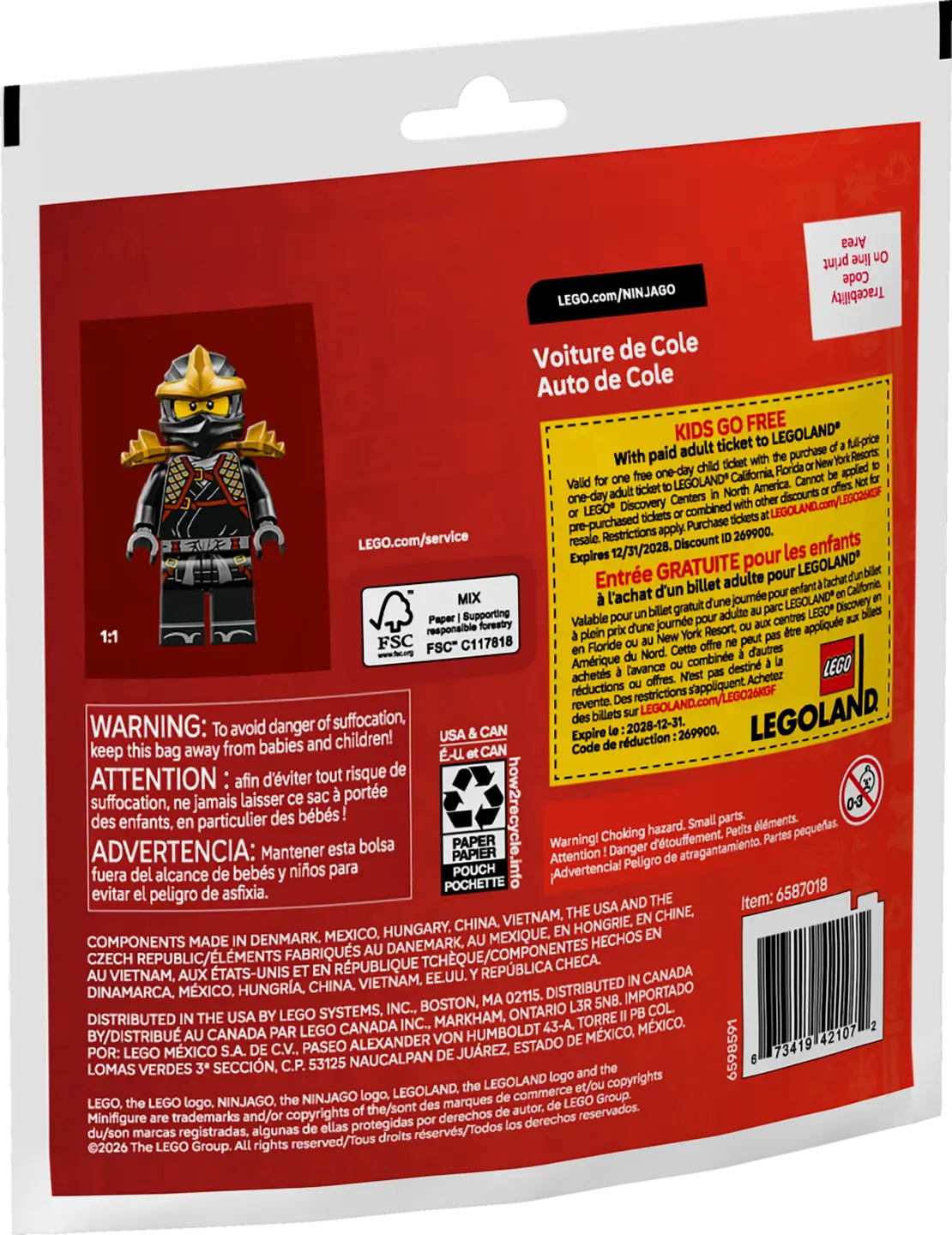 LEGO Ninjago Legacy 30723 Cole's Car Paper Bag 15th Anniversary