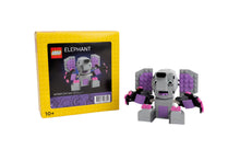 LEGO elephant set with packaging on a white background