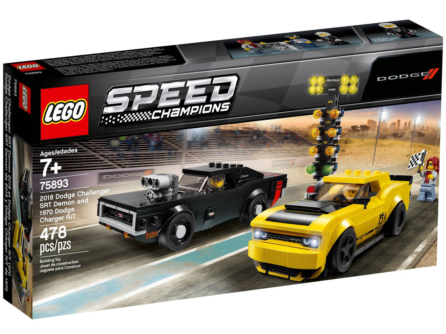 LEGO Speed Champions 75893 2018 Dodge Challenger SRT Demon and 1970 Dodge Charger R/T