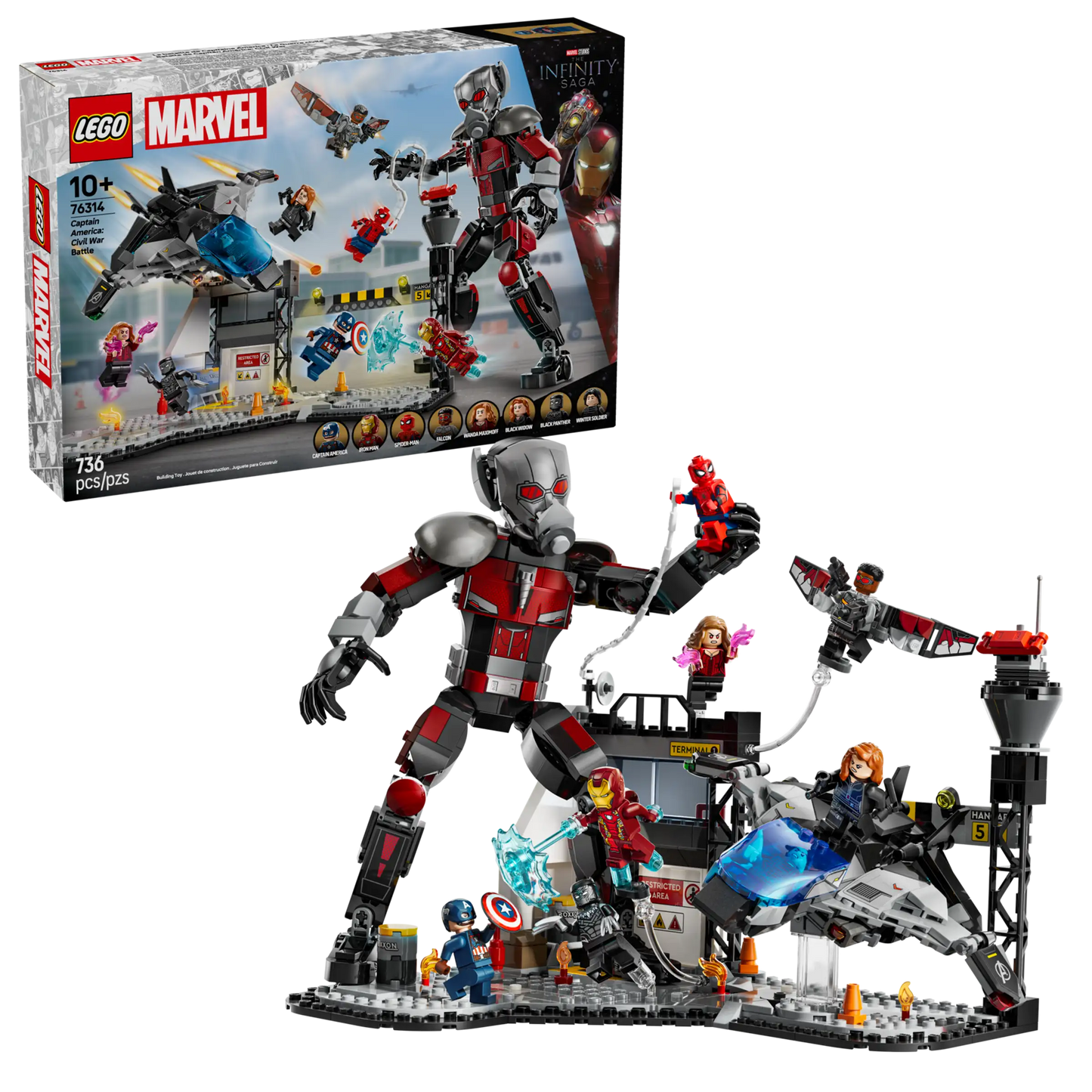LEGO Marvel 76314 Captain America: Civil War Action Battle