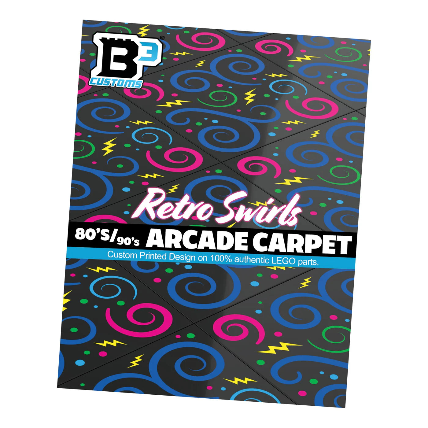 Retro Swirls 80's and 90's Arcade Carpet (10 Pack) - B3 Customs 6x6 Tiles