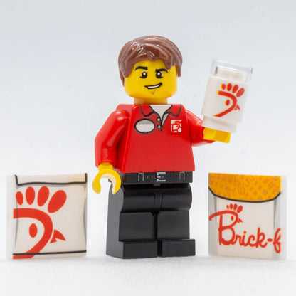 Brick-Fil-A Stand with Employee Minifig - B3 Customs Set