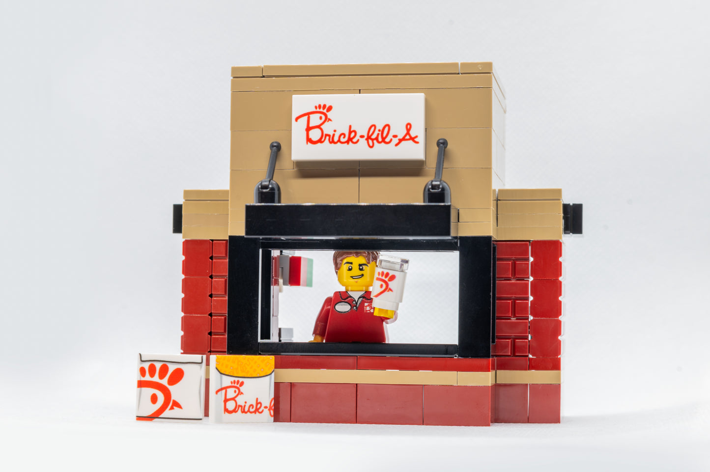 Brick-Fil-A Stand with Employee Minifig - B3 Customs Set