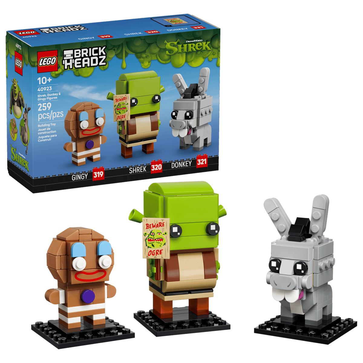 LEGO BrickHeadz 40923 Shrek, Donkey & Gingy Figures