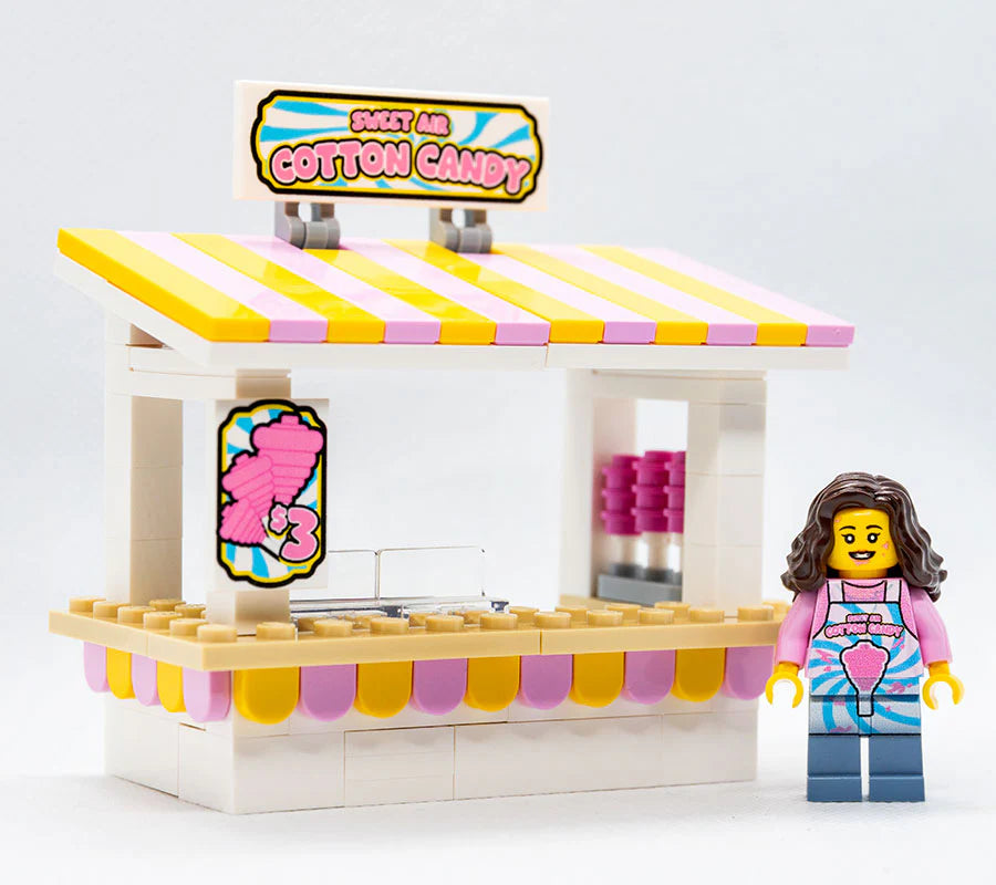 Sweet Air Cotton Candy Stand with Employee Minifig - B3 Customs Set